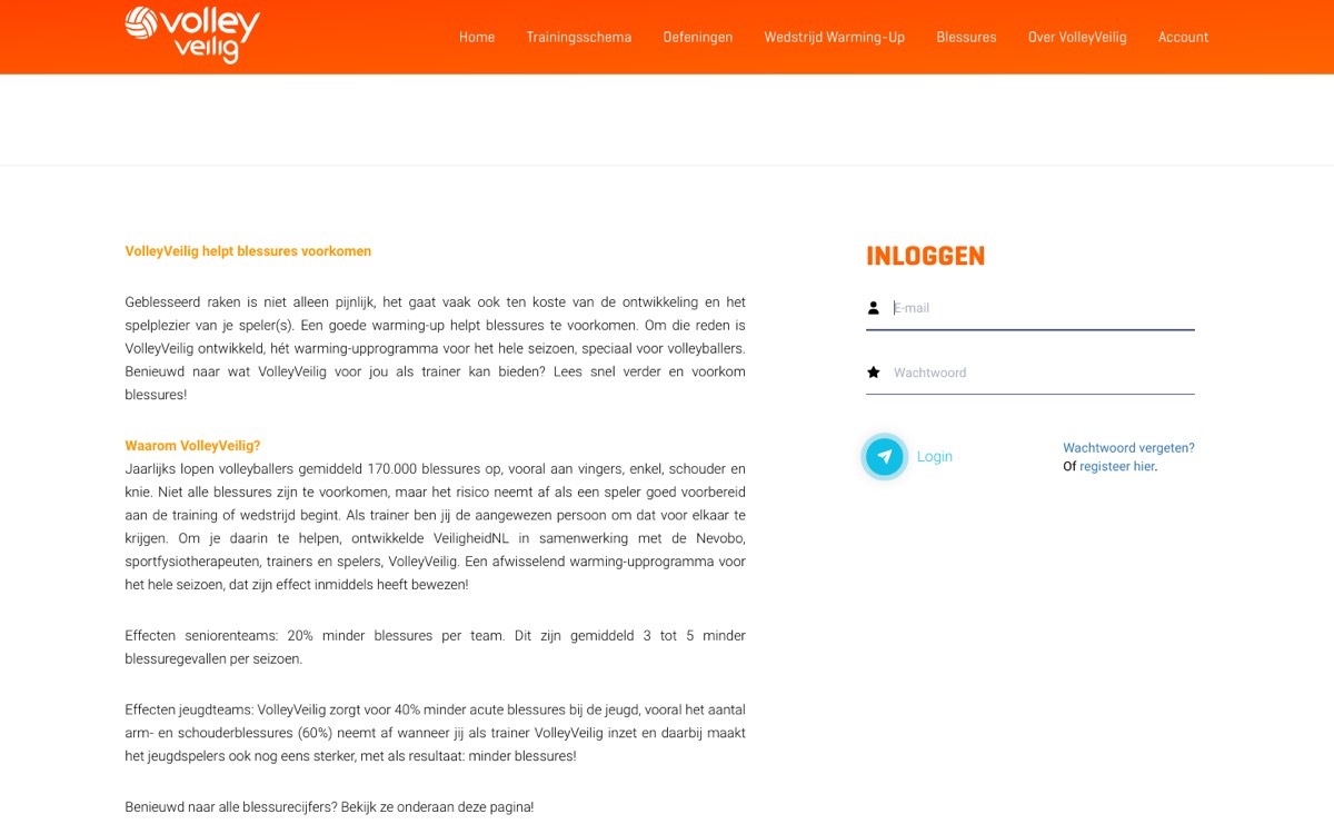 Screenshot van volleyveilig.nl